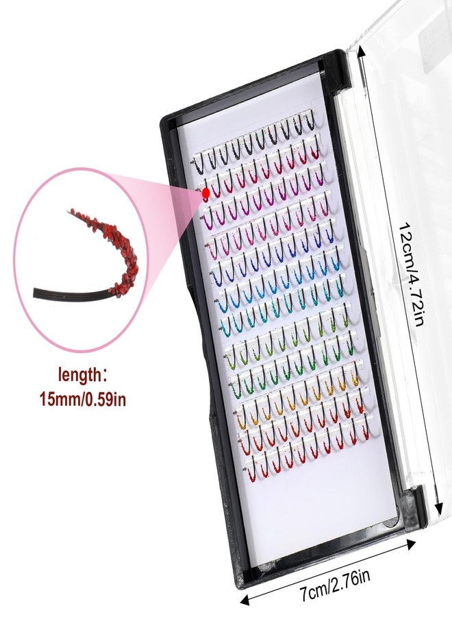 COMNICO Glitter Lash Extensions, 120 Pcs 12 Colored Wide Individual Lashes Cluster DIY Eyelash Extensions Single Eye Lash Professional Supplies for Personal Makeup - Image 2
